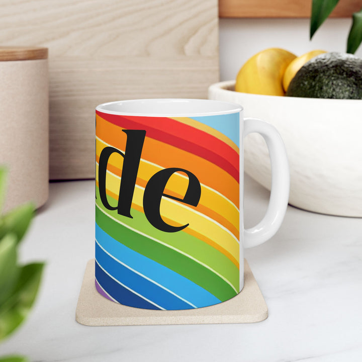 Pride Rainbow Ceramic Mug | Affirmation Cup, LGBTQ Gift, Colorful Coffee Mug, Pride Decor, Inclusive Drinkware