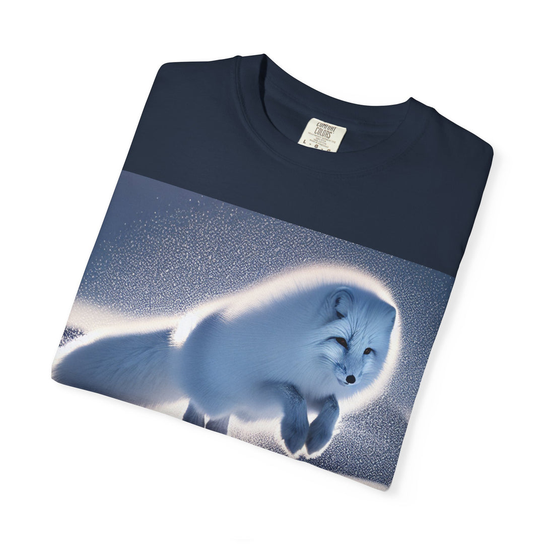 Snow Fox Jumping Unisex Garment-Dyed T-Shirt