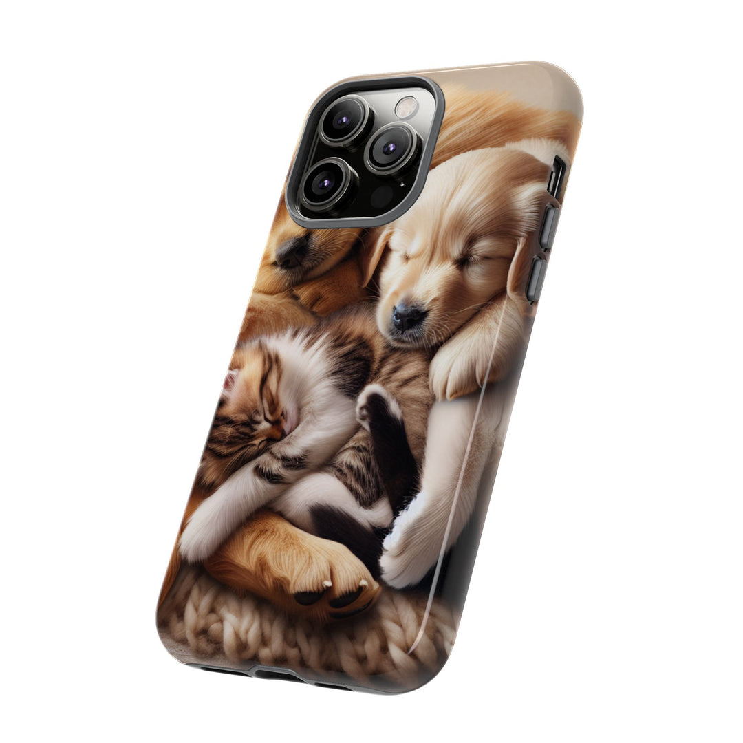 Cute Pets Phone Case - Adorable Puppy and Kitten Design, Animal Lover Gift
