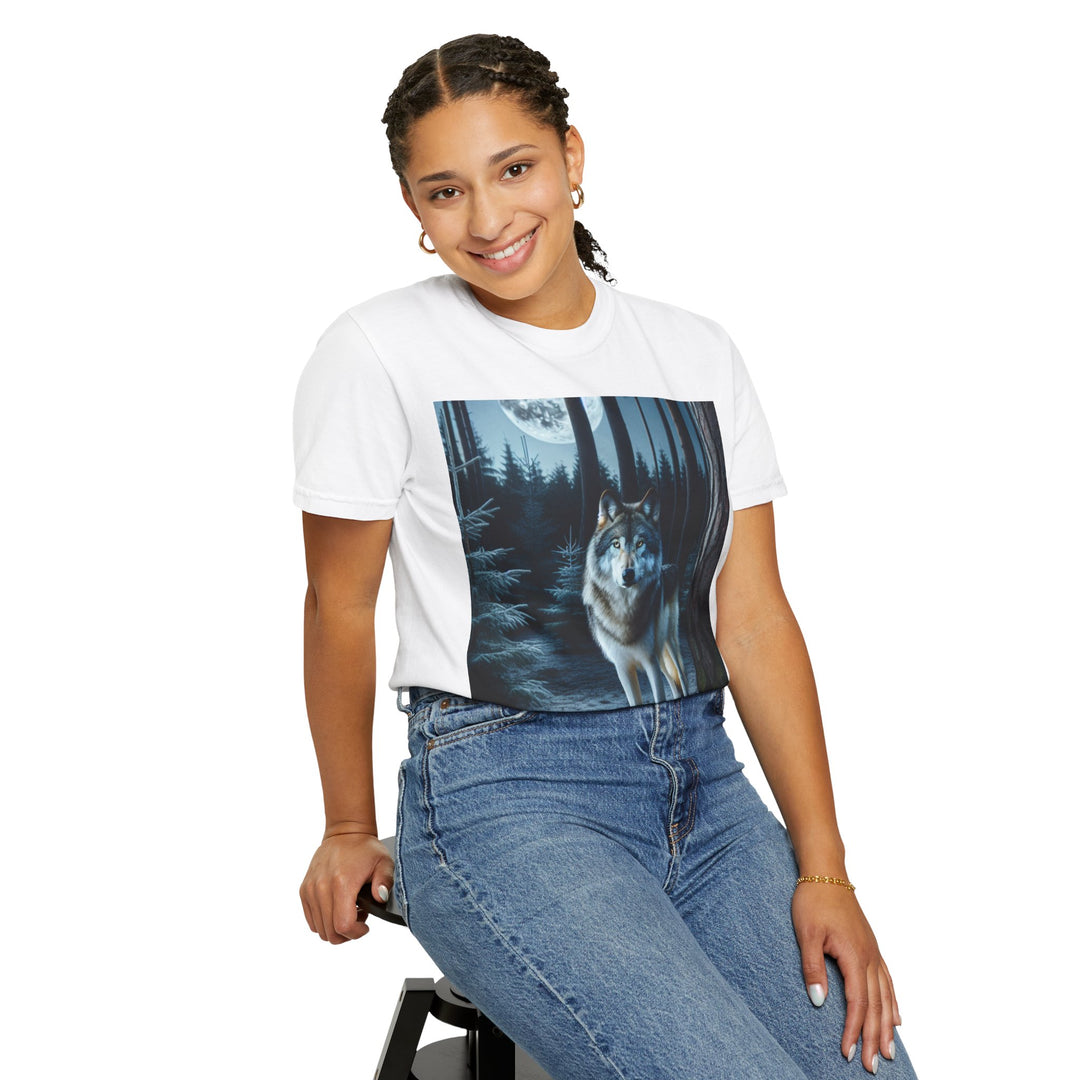 Moonlit Wolf Unisex Garment-Dyed T-shirt