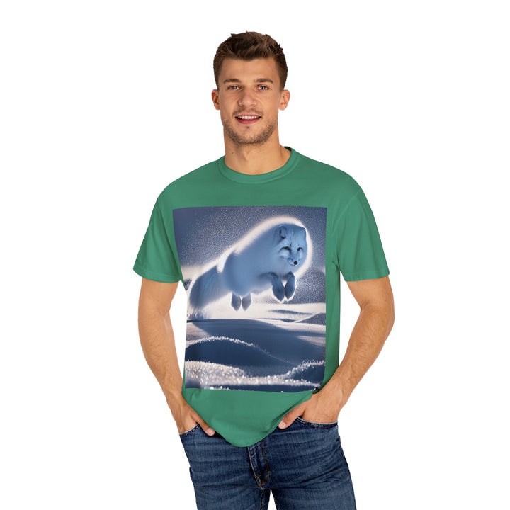 Snow Fox Jumping Unisex Garment-Dyed T-Shirt