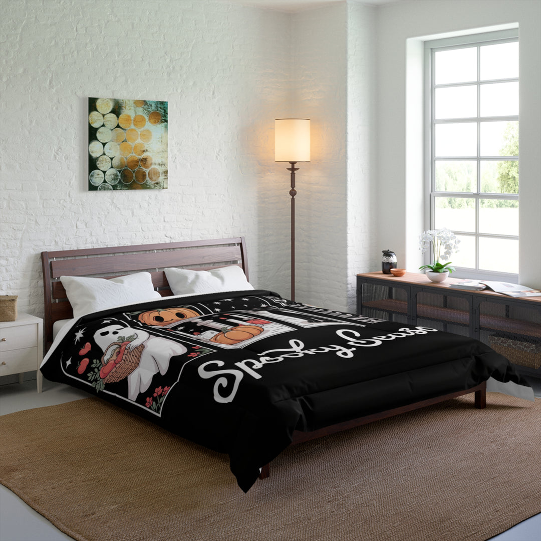 Spooky Season Comforter, Halloween Bedding, Cozy Throw, Ghost and Pumpkin Blanket, Autumn Decor, Fall Home Accessories