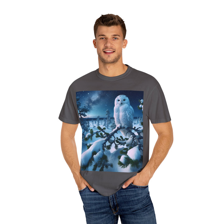 Mystical Owl Unisex Garment-Dyed T-Shirt – Cozy Winter Vibes