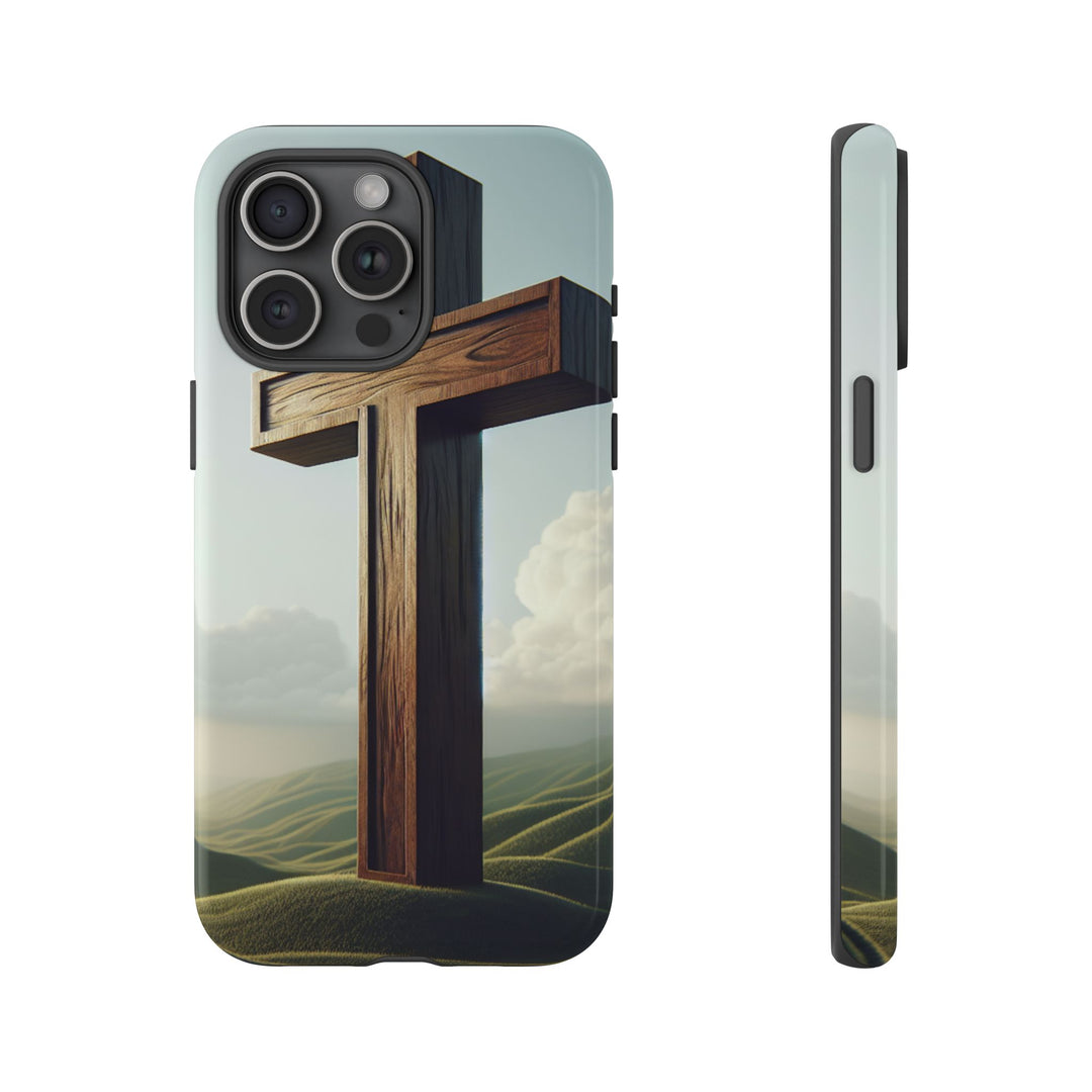 Wooden Cross Phone Case, Inspirational Gift, Christian Decor, Faith-Based Accessory, Unique Tech Gift