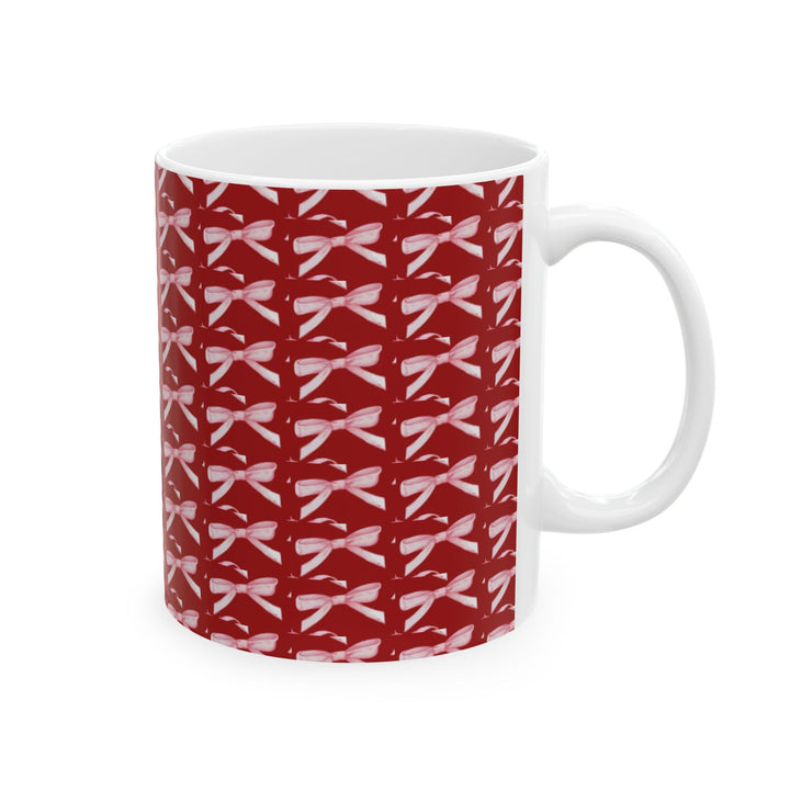 Elegant Red Ribbon Ceramic Mug - Perfect for Gift Giving and Home Decor