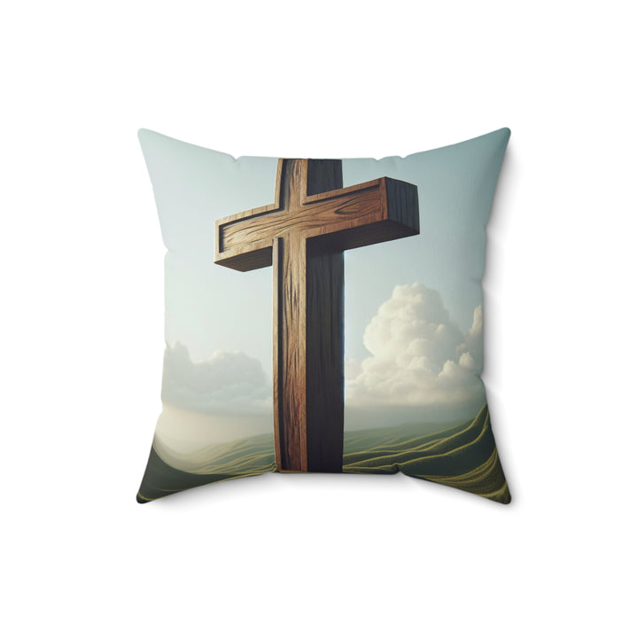 Christian Cross Decorative Pillow, Spiritual Home Decor, Religious Gift for Easter, Thanksgiving, Faith-Based Pillow