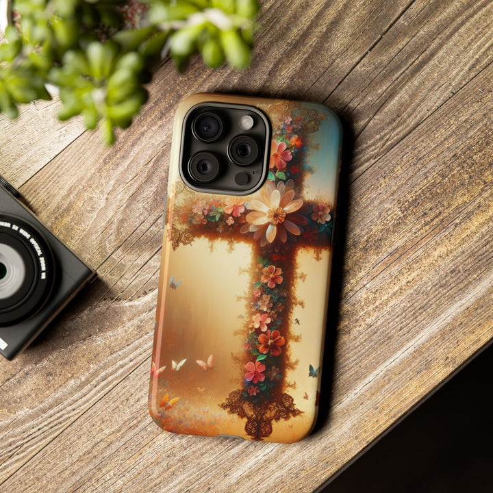 Floral Cross Phone Case, Tough Cases for Christians, Religious Gifts, Cute Floral Accessories, Chic Phone Cover, Spring Vibes