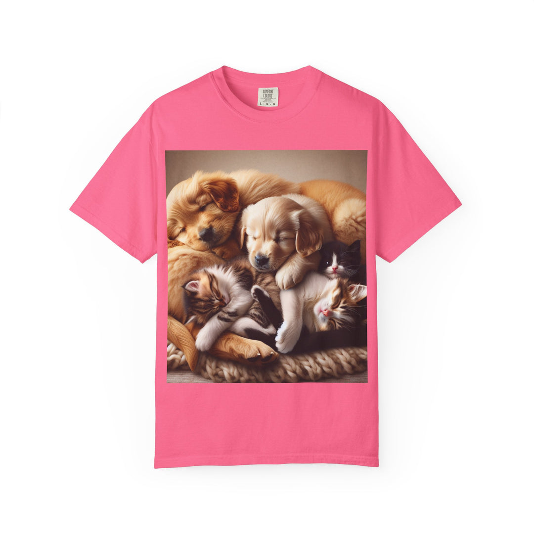Cute Pets Snuggle Unisex Garment-Dyed T-shirt