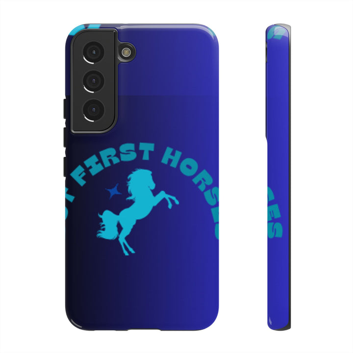 But First Horses Phone Case – Durable Tough Case for Horse Lovers