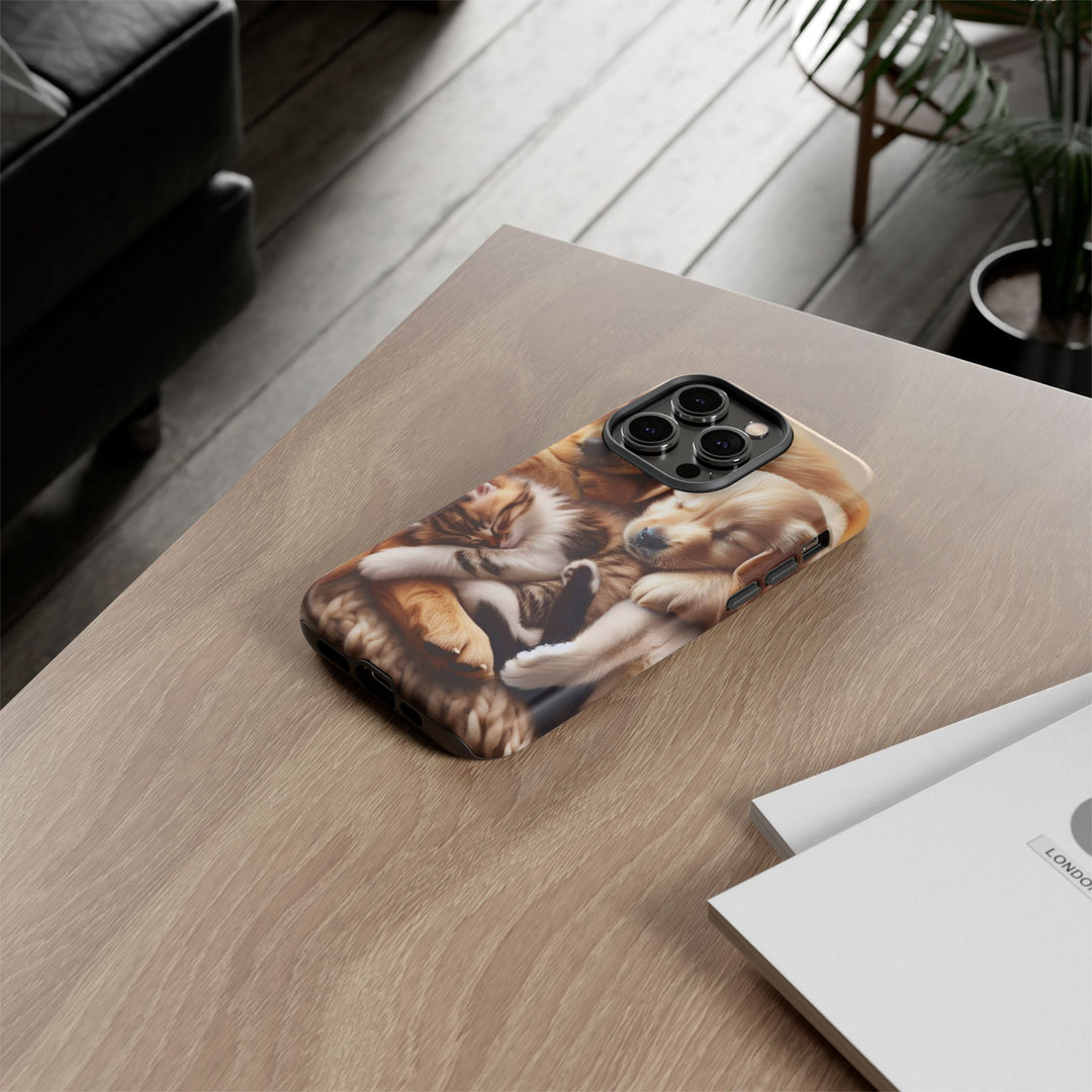 Cute Pets Phone Case - Adorable Puppy and Kitten Design, Animal Lover Gift