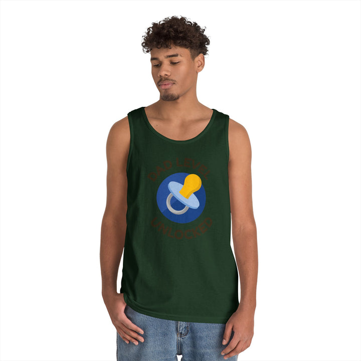 Dad Level Unlocked Tank Top - Unisex Heavy Cotton Sleeveless Shirt for New Dads