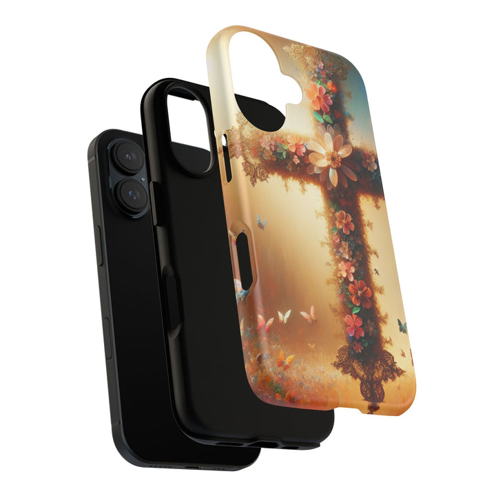 Floral Cross Phone Case, Tough Cases for Christians, Religious Gifts, Cute Floral Accessories, Chic Phone Cover, Spring Vibes