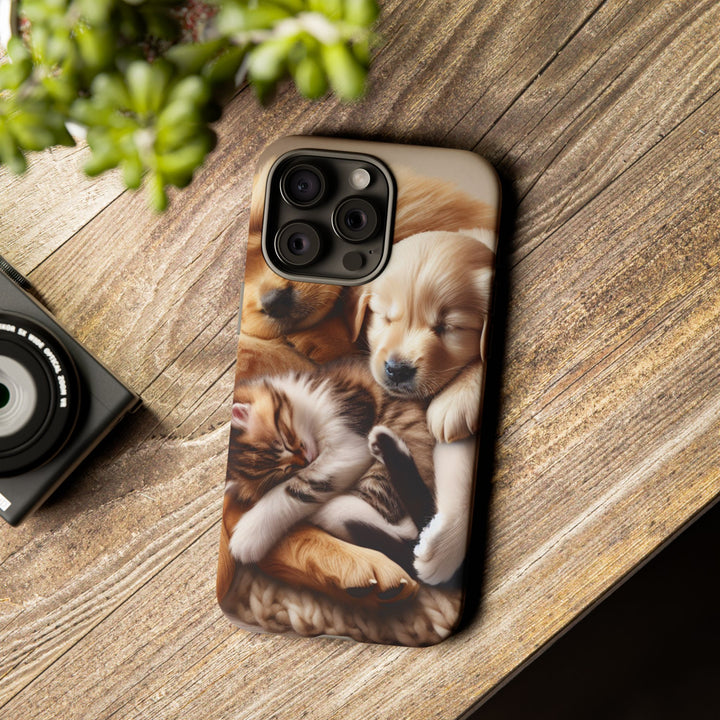 Cute Pets Phone Case - Adorable Puppy and Kitten Design, Animal Lover Gift