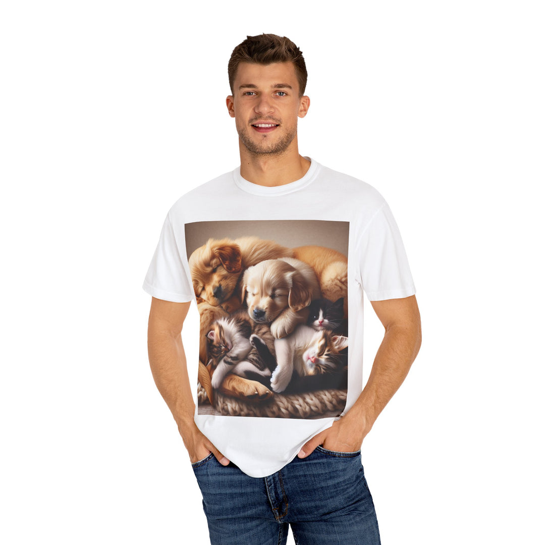 Cute Pets Snuggle Unisex Garment-Dyed T-shirt