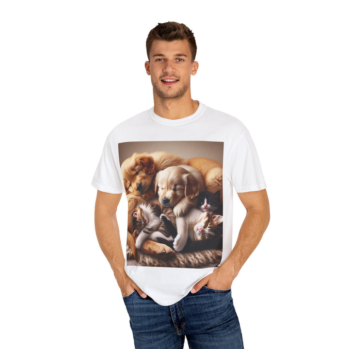 Cute Pets Snuggle Unisex Garment-Dyed T-shirt