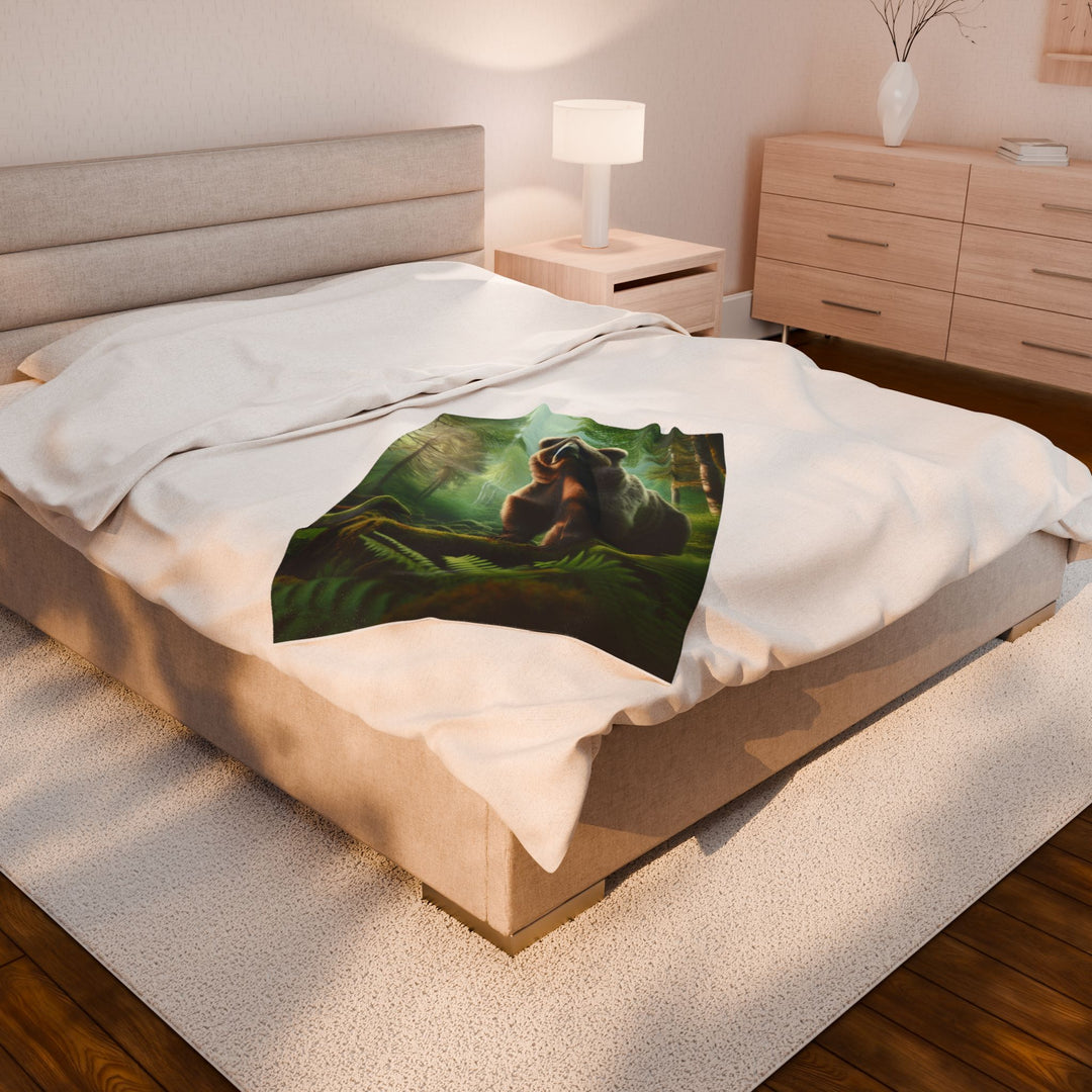 Cozy Bear Velveteen Plush Blanket - Perfect for Nature Lovers & Gifting