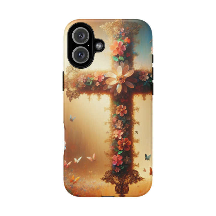 Floral Cross Phone Case, Tough Cases for Christians, Religious Gifts, Cute Floral Accessories, Chic Phone Cover, Spring Vibes