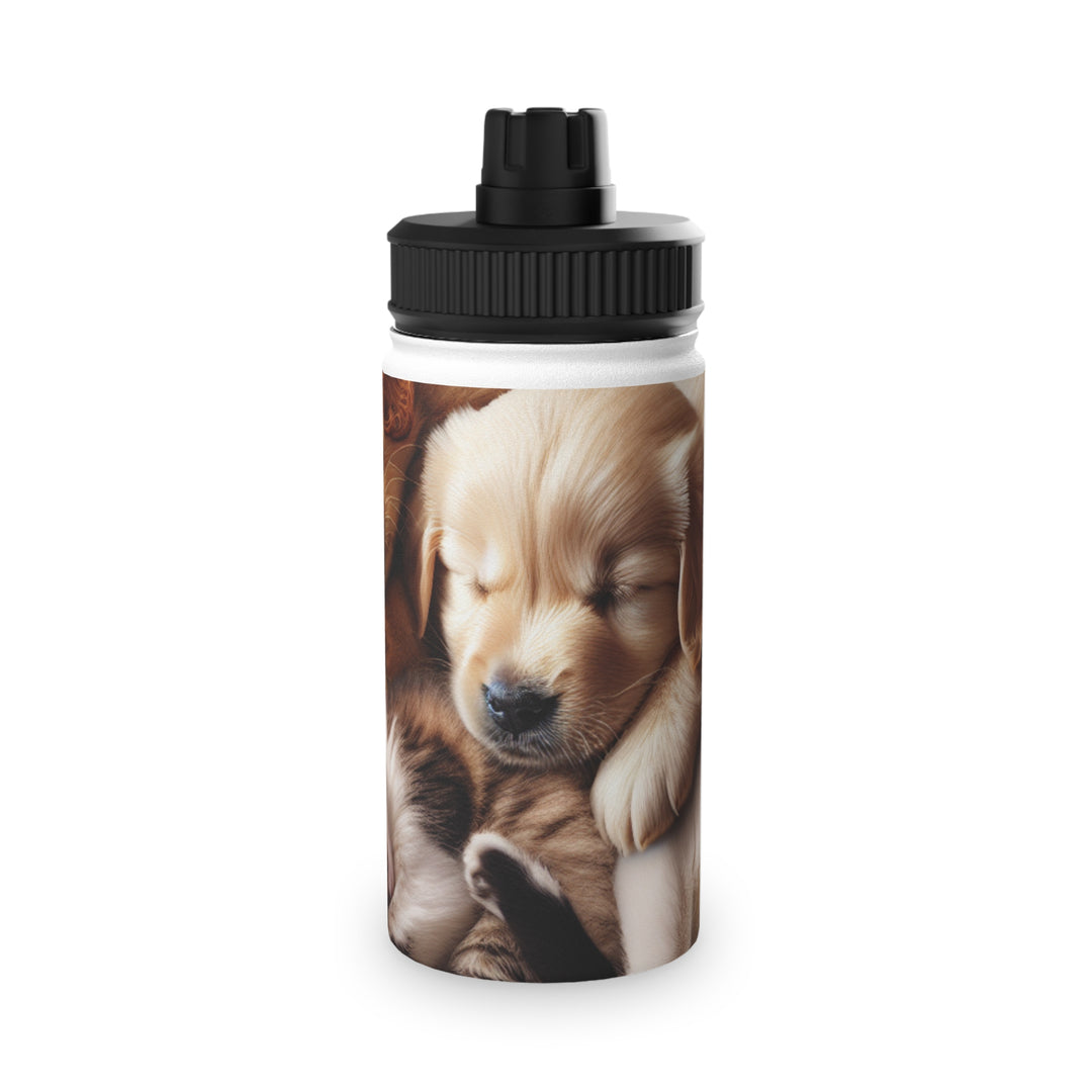 Pet Lovers Stainless Steel Water Bottle - Cute Puppy & Kitten Design | Eco-Friendly Sports Lid