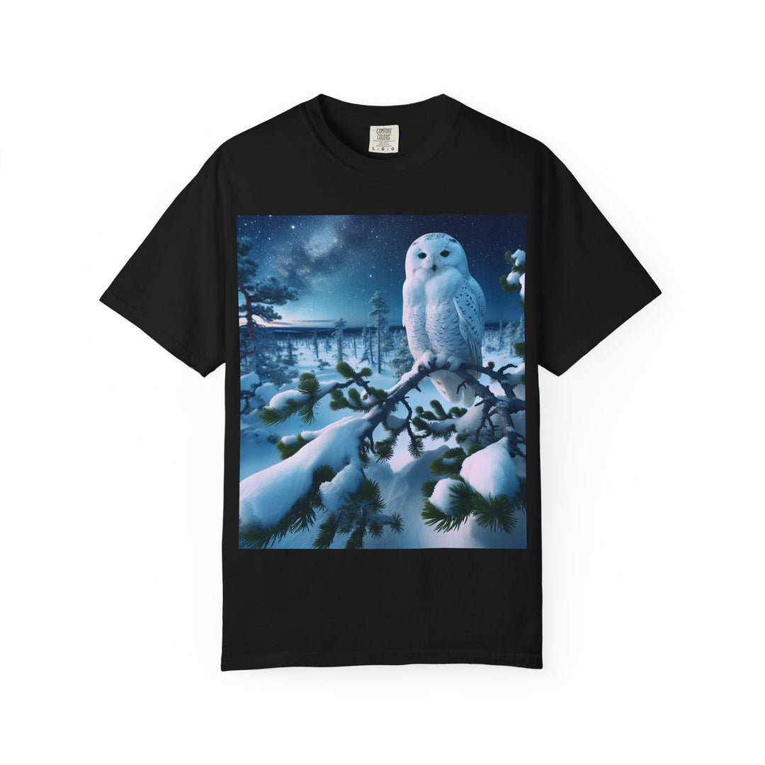 Mystical Owl Unisex Garment-Dyed T-Shirt – Cozy Winter Vibes