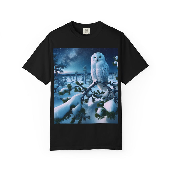 Mystical Owl Unisex Garment-Dyed T-Shirt – Cozy Winter Vibes