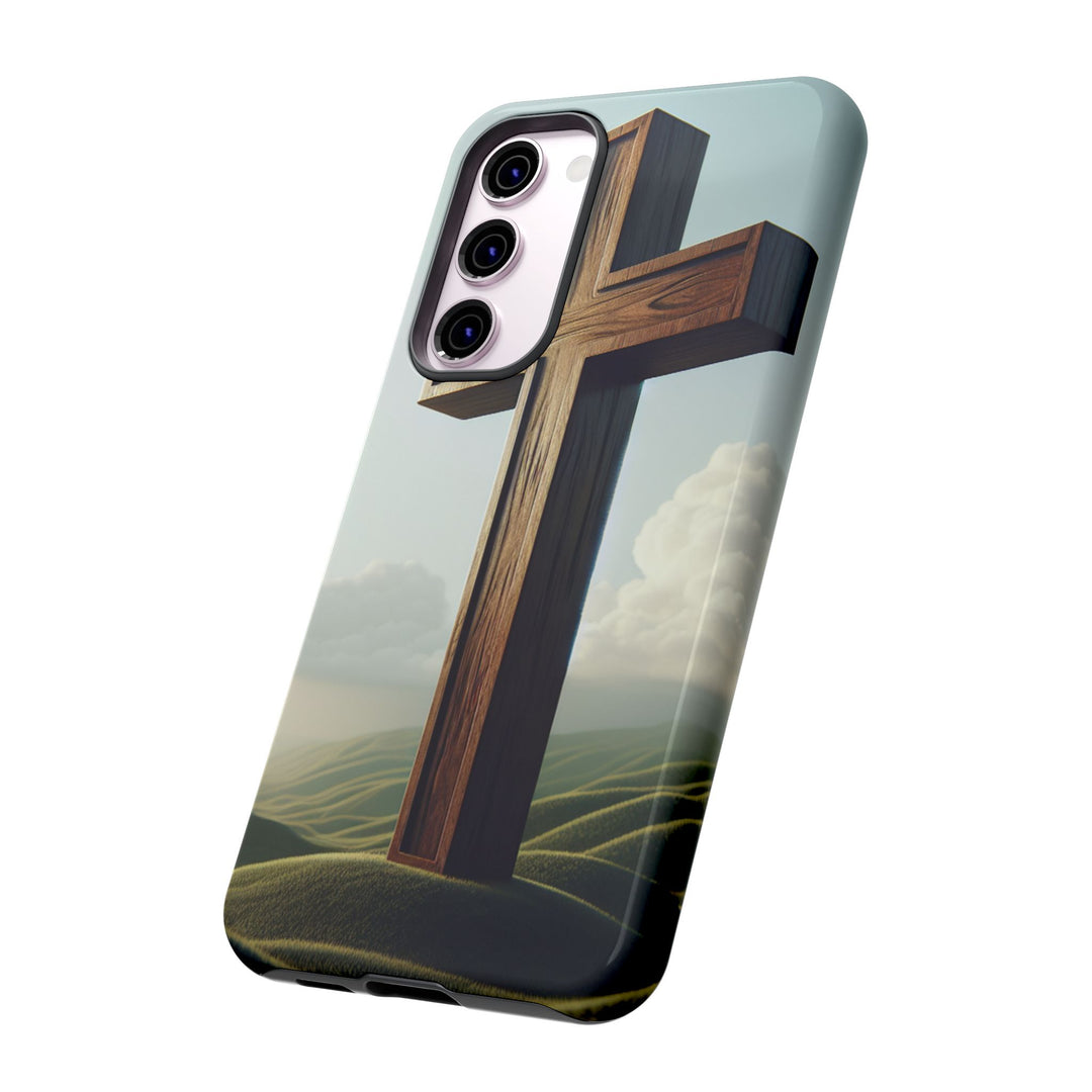 Wooden Cross Phone Case, Inspirational Gift, Christian Decor, Faith-Based Accessory, Unique Tech Gift