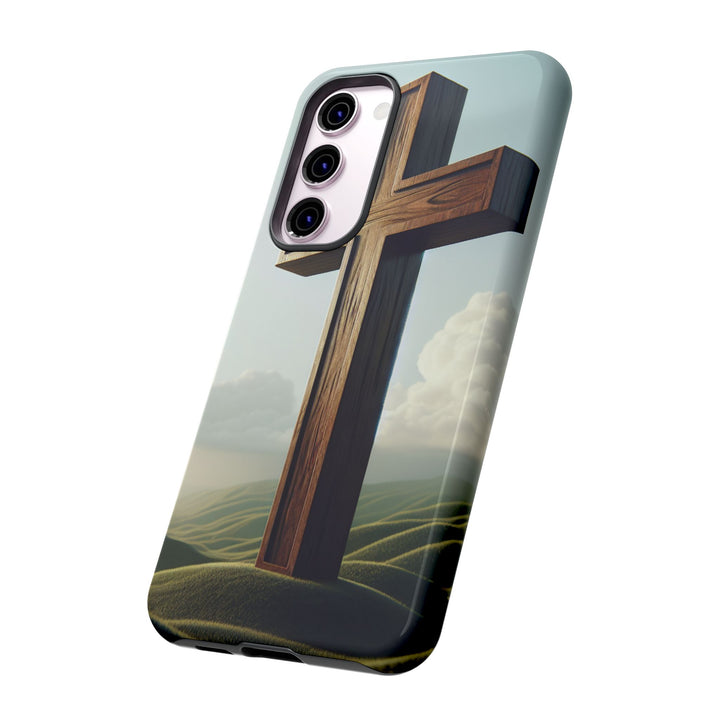Wooden Cross Phone Case, Inspirational Gift, Christian Decor, Faith-Based Accessory, Unique Tech Gift