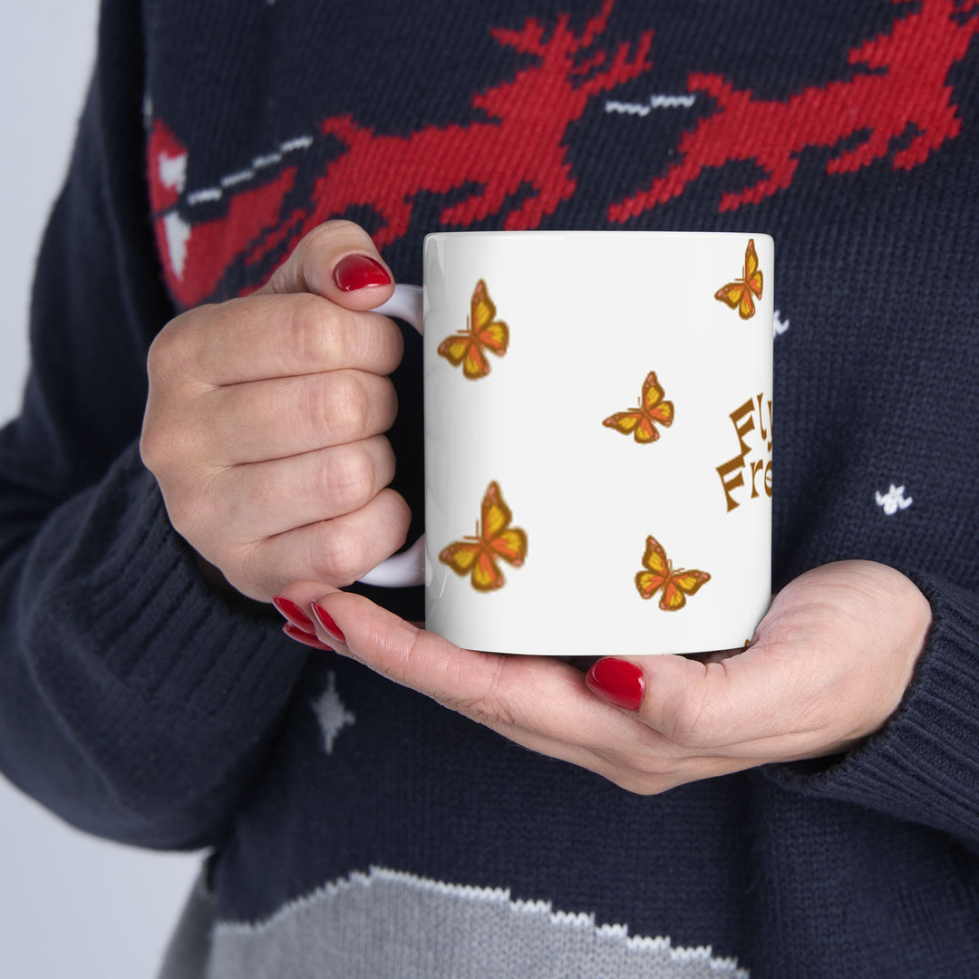 Fly Free Butterfly Ceramic Mug - Inspiring Coffee Cup for Nature Lovers