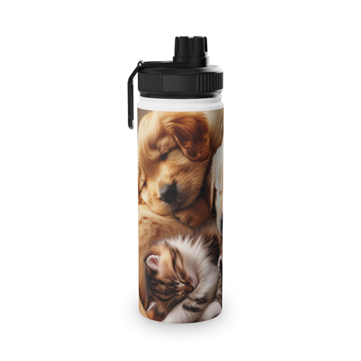 Pet Lovers Stainless Steel Water Bottle - Cute Puppy & Kitten Design | Eco-Friendly Sports Lid