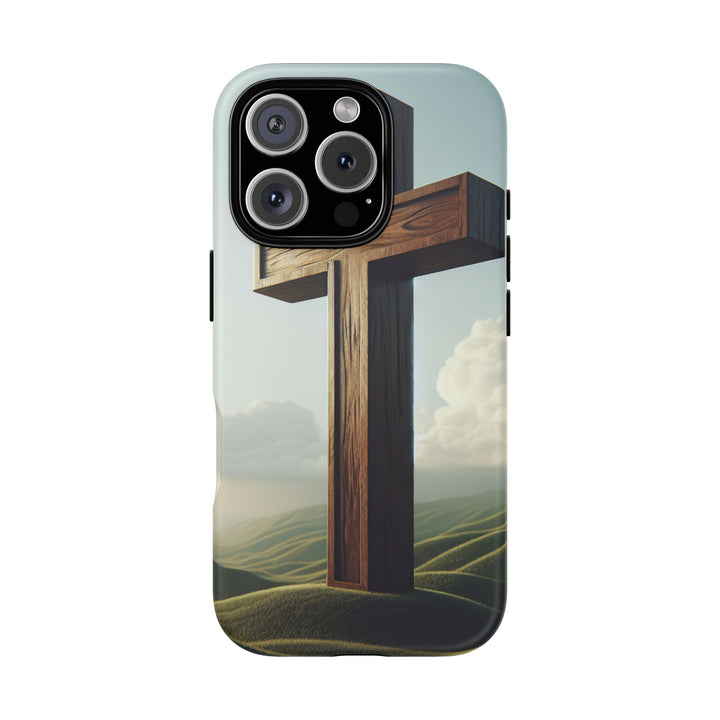 Wooden Cross Phone Case, Inspirational Gift, Christian Decor, Faith-Based Accessory, Unique Tech Gift
