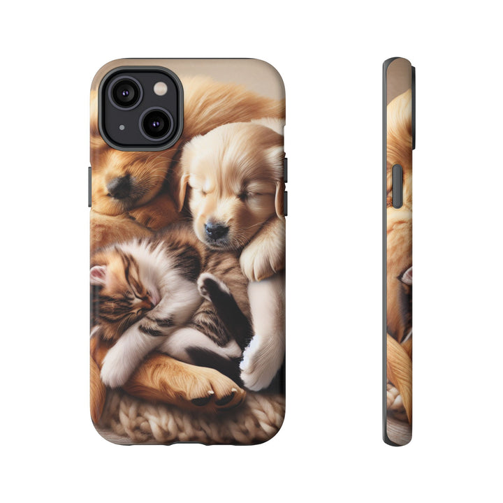 Cute Pets Phone Case - Adorable Puppy and Kitten Design, Animal Lover Gift