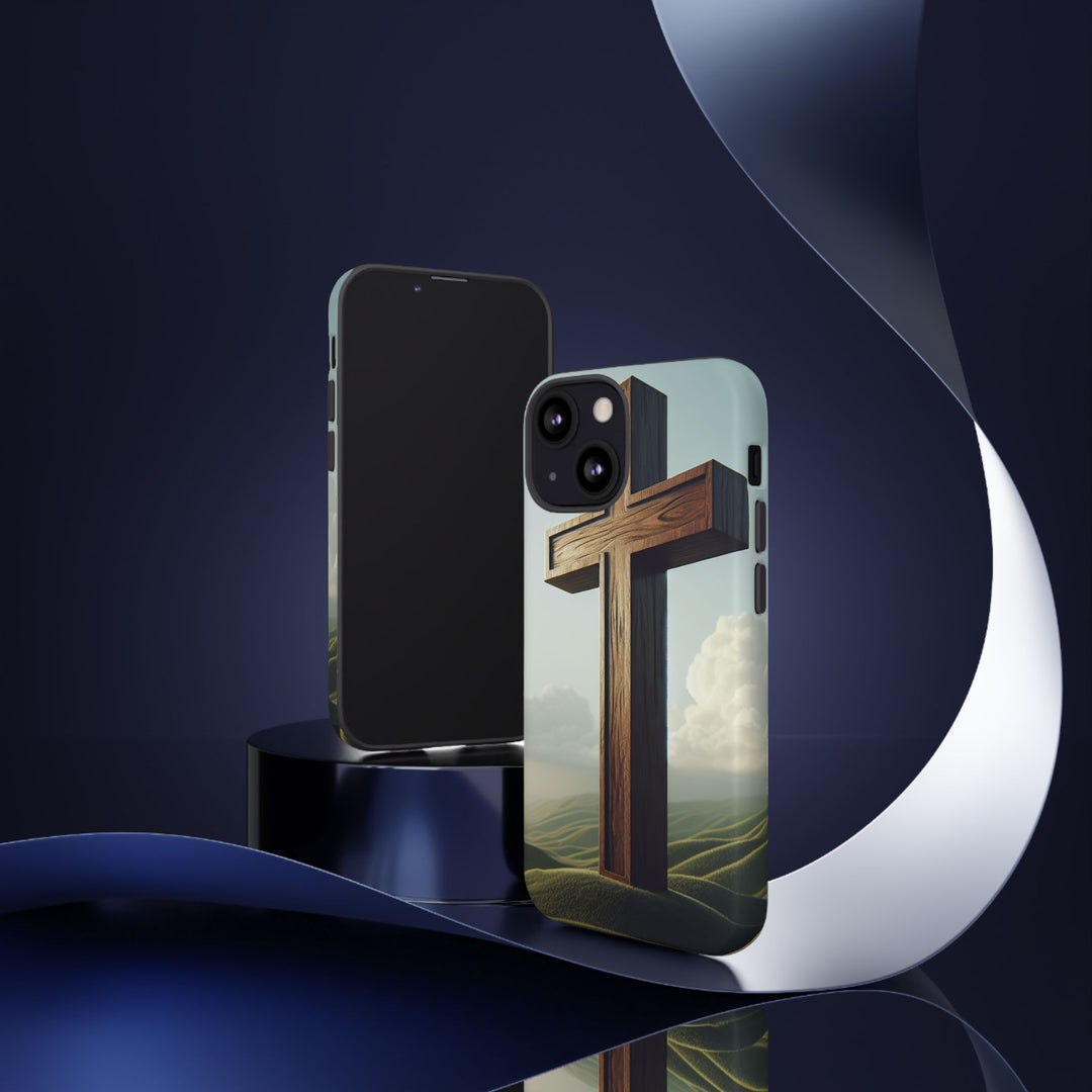 Wooden Cross Phone Case, Inspirational Gift, Christian Decor, Faith-Based Accessory, Unique Tech Gift