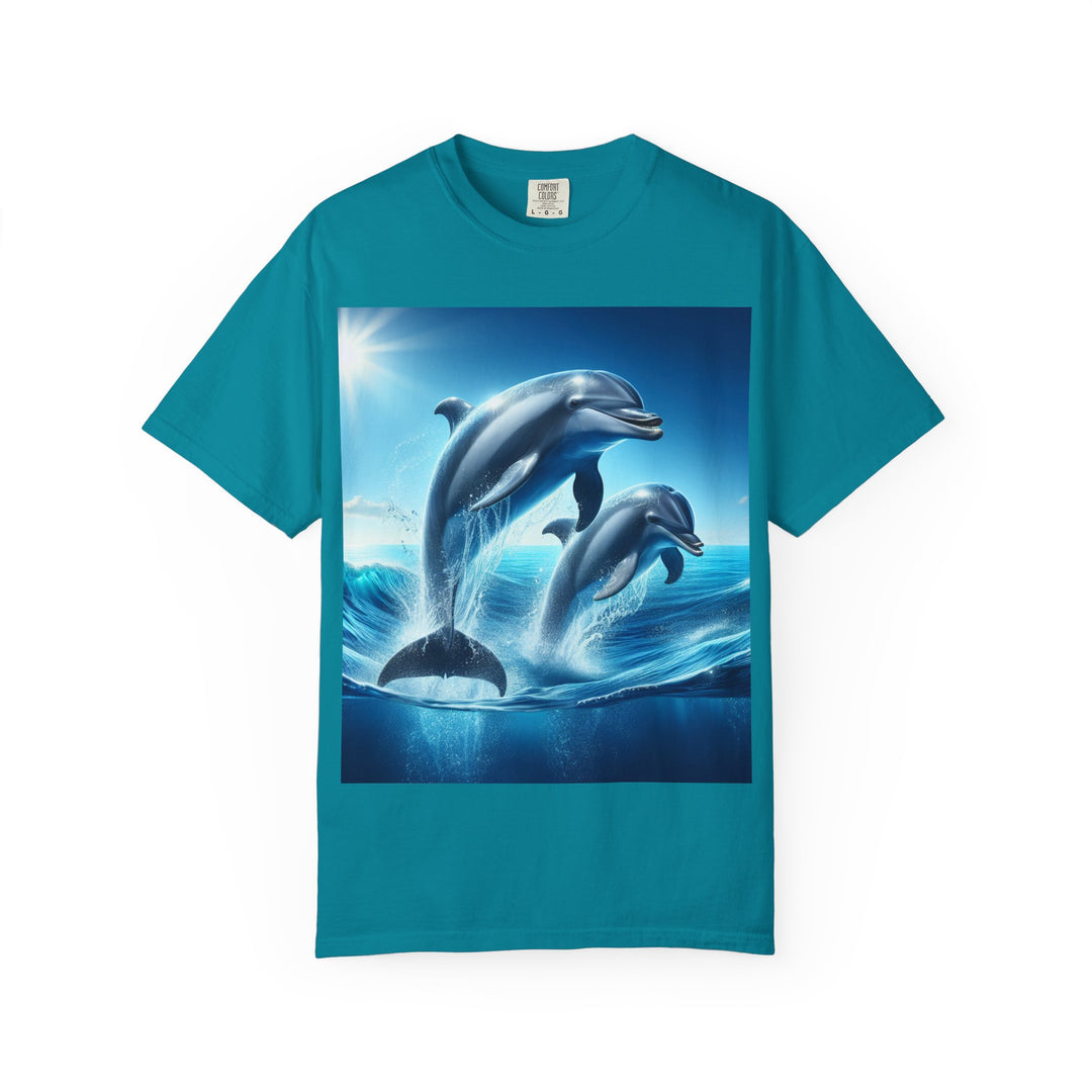 Ocean Jumping Dolphins T-Shirt - Unisex Garment-Dyed Tee