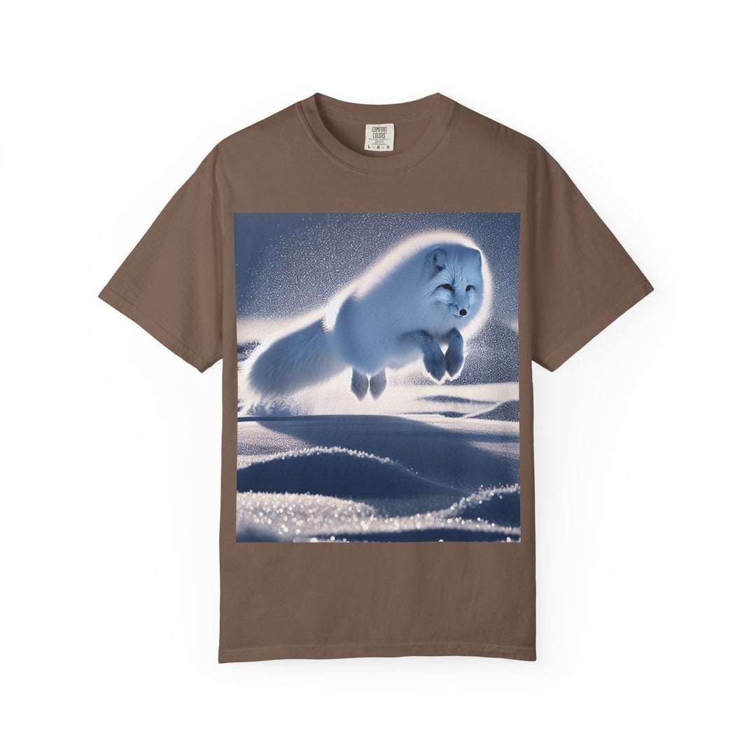 Snow Fox Jumping Unisex Garment-Dyed T-Shirt