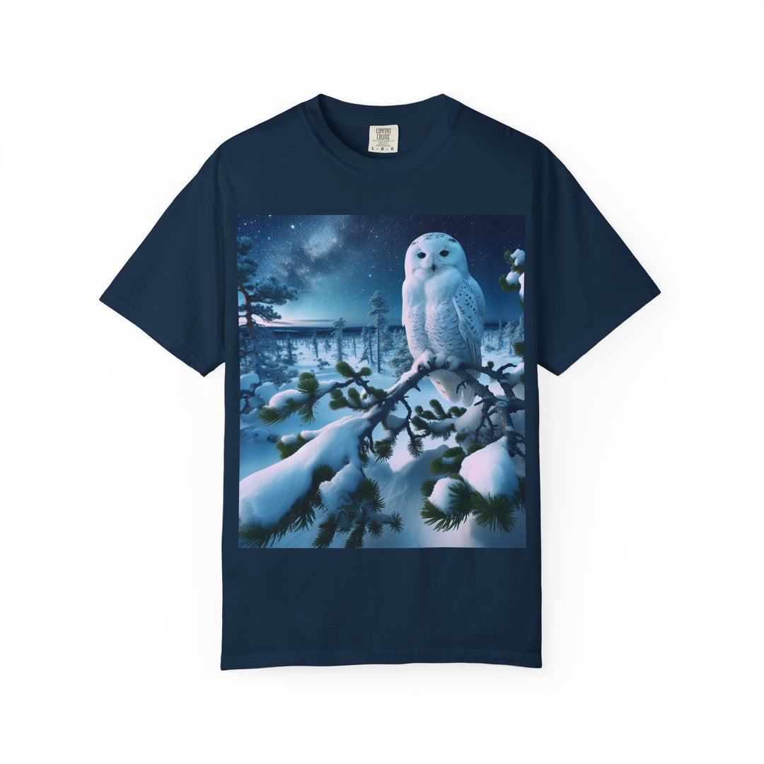 Mystical Owl Unisex Garment-Dyed T-Shirt – Cozy Winter Vibes