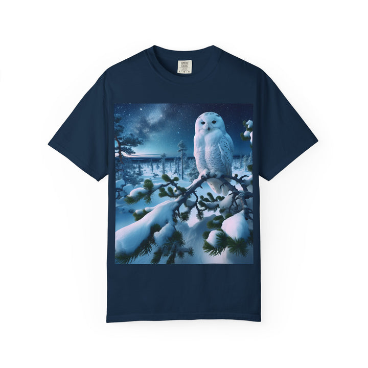 Mystical Owl Unisex Garment-Dyed T-Shirt – Cozy Winter Vibes