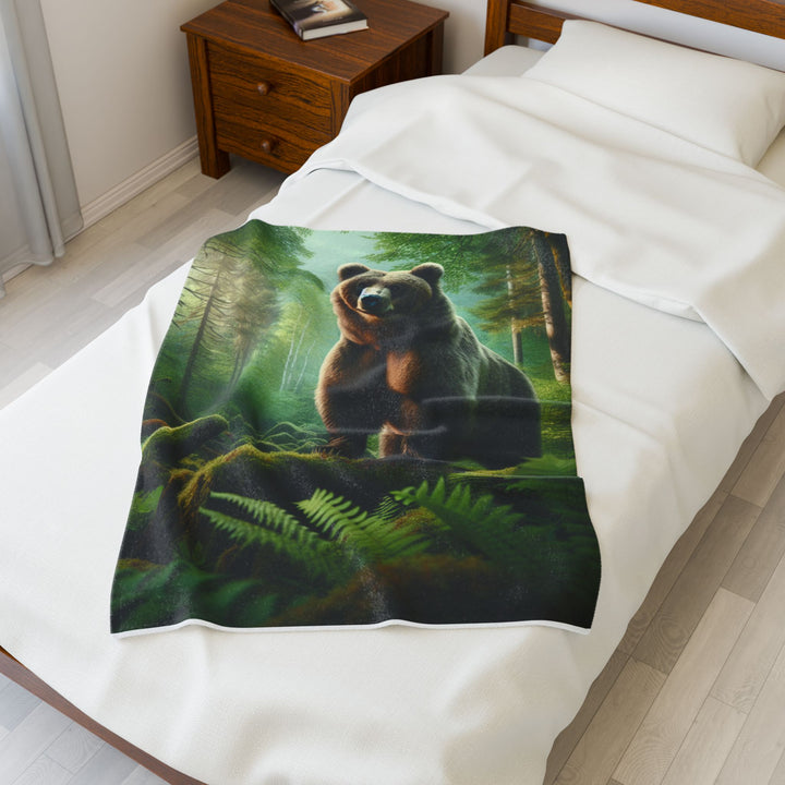 Cozy Bear Velveteen Plush Blanket - Perfect for Nature Lovers & Gifting