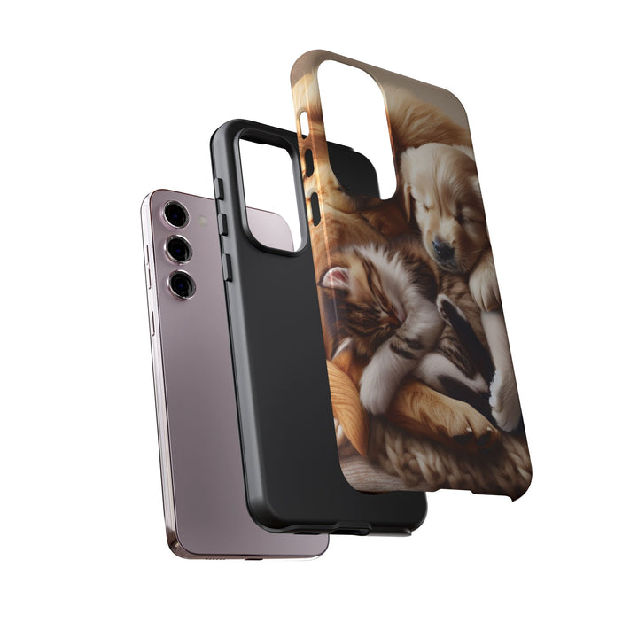 Cute Pets Phone Case - Adorable Puppy and Kitten Design, Animal Lover Gift
