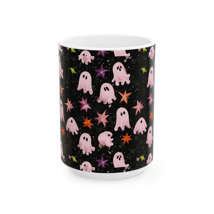 Cute Ghosts Ceramic Mug - Fun Halloween Drinkware, Gift for Friends, Coffee Lover's Mug, Spooky Decorations, Starry Night Design