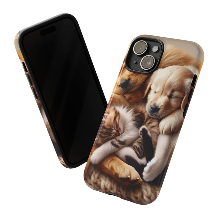Cute Pets Phone Case - Adorable Puppy and Kitten Design, Animal Lover Gift