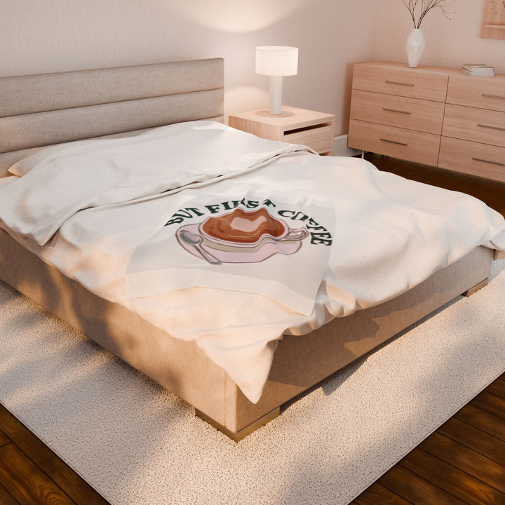 Cozy Coffee Time Velveteen Plush Blanket - Perfect Gift for Coffee Lovers