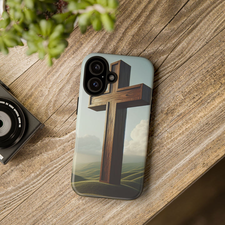 Wooden Cross Phone Case, Inspirational Gift, Christian Decor, Faith-Based Accessory, Unique Tech Gift