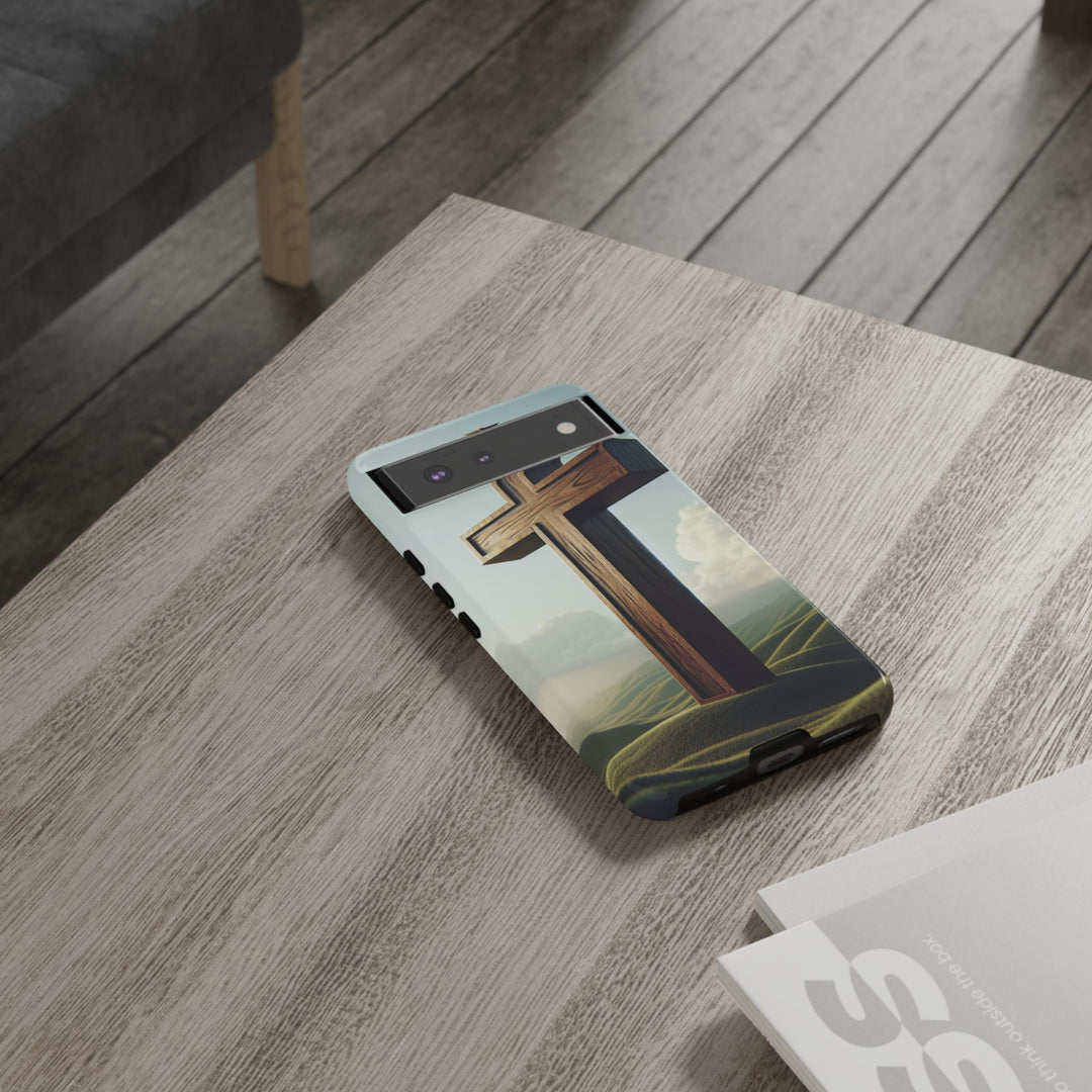 Wooden Cross Phone Case, Inspirational Gift, Christian Decor, Faith-Based Accessory, Unique Tech Gift