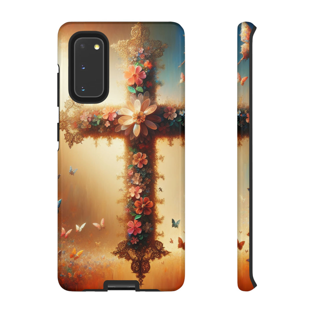 Floral Cross Phone Case, Tough Cases for Christians, Religious Gifts, Cute Floral Accessories, Chic Phone Cover, Spring Vibes