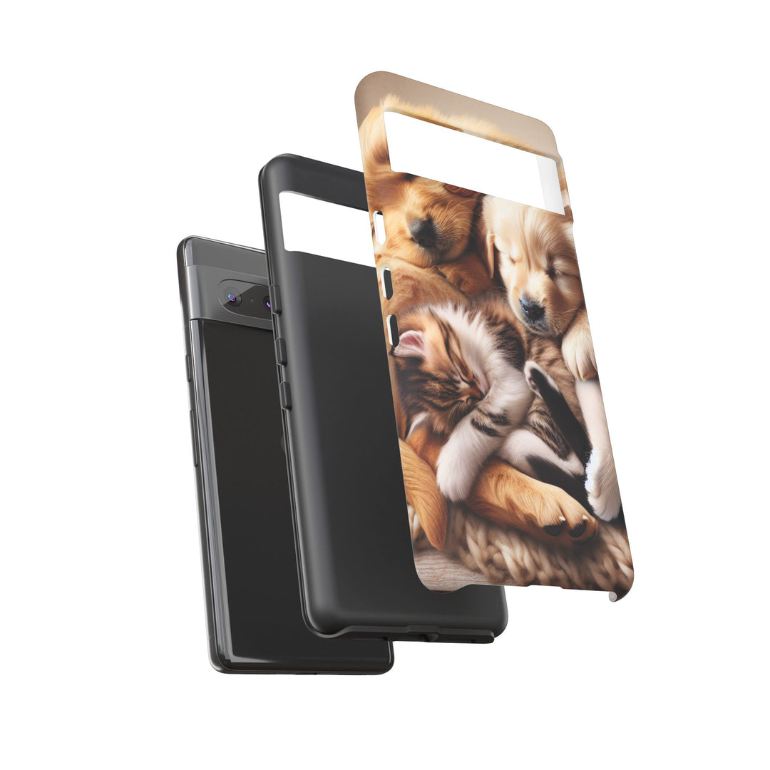 Cute Pets Phone Case - Adorable Puppy and Kitten Design, Animal Lover Gift
