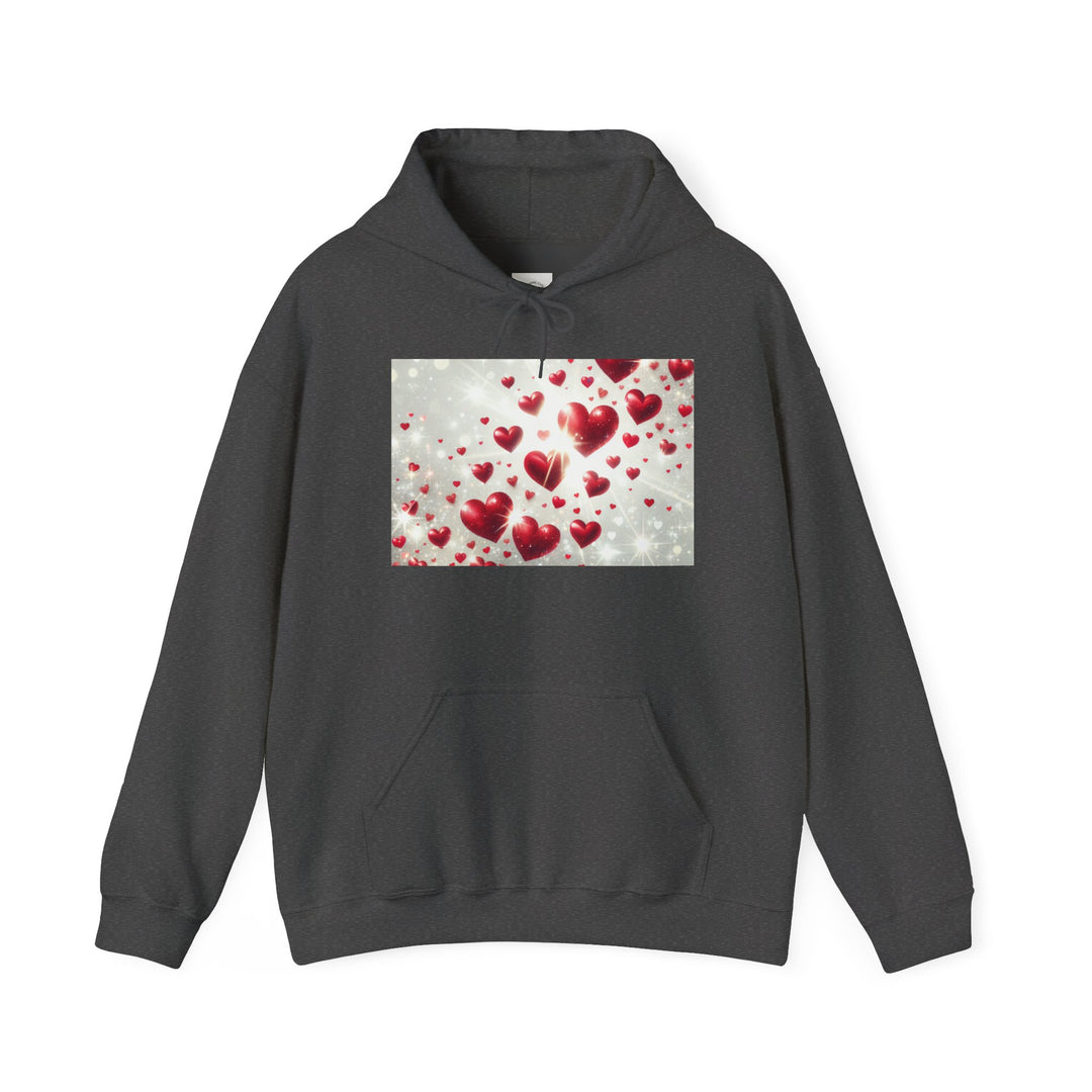 Love Hearts Unisex Hoodie, Cozy Valentine's Day Sweatshirt, Warm Gift for Him/Her, Cute Snug Pullover for Couples, Romantic Apparel
