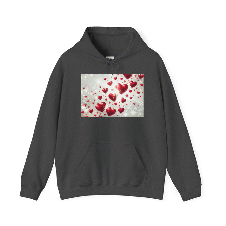 Love Hearts Unisex Hoodie, Cozy Valentine's Day Sweatshirt, Warm Gift for Him/Her, Cute Snug Pullover for Couples, Romantic Apparel