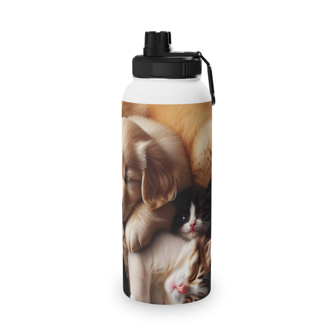 Pet Lovers Stainless Steel Water Bottle - Cute Puppy & Kitten Design | Eco-Friendly Sports Lid