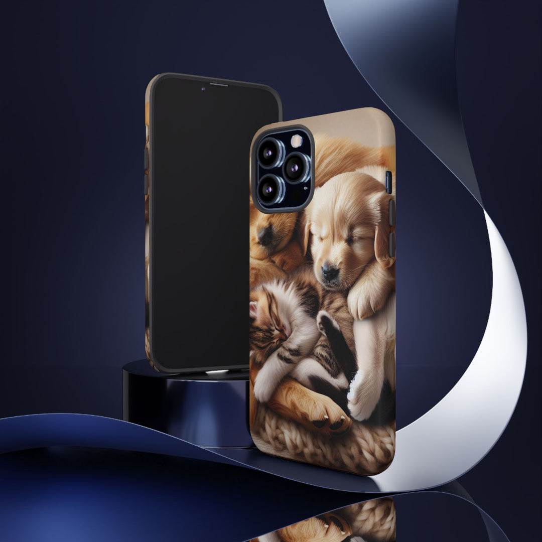 Cute Pets Phone Case - Adorable Puppy and Kitten Design, Animal Lover Gift