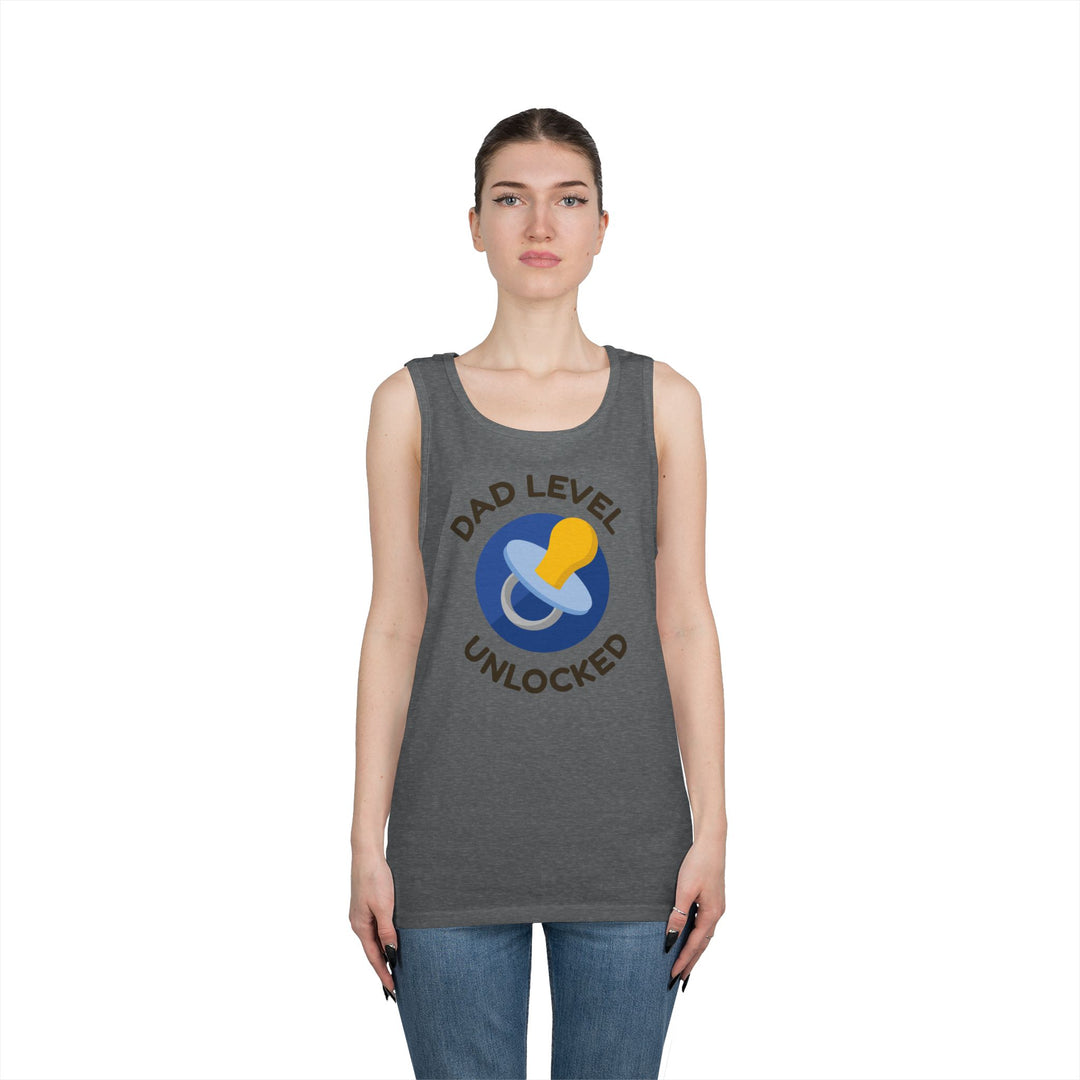 Dad Level Unlocked Tank Top - Unisex Heavy Cotton Sleeveless Shirt for New Dads