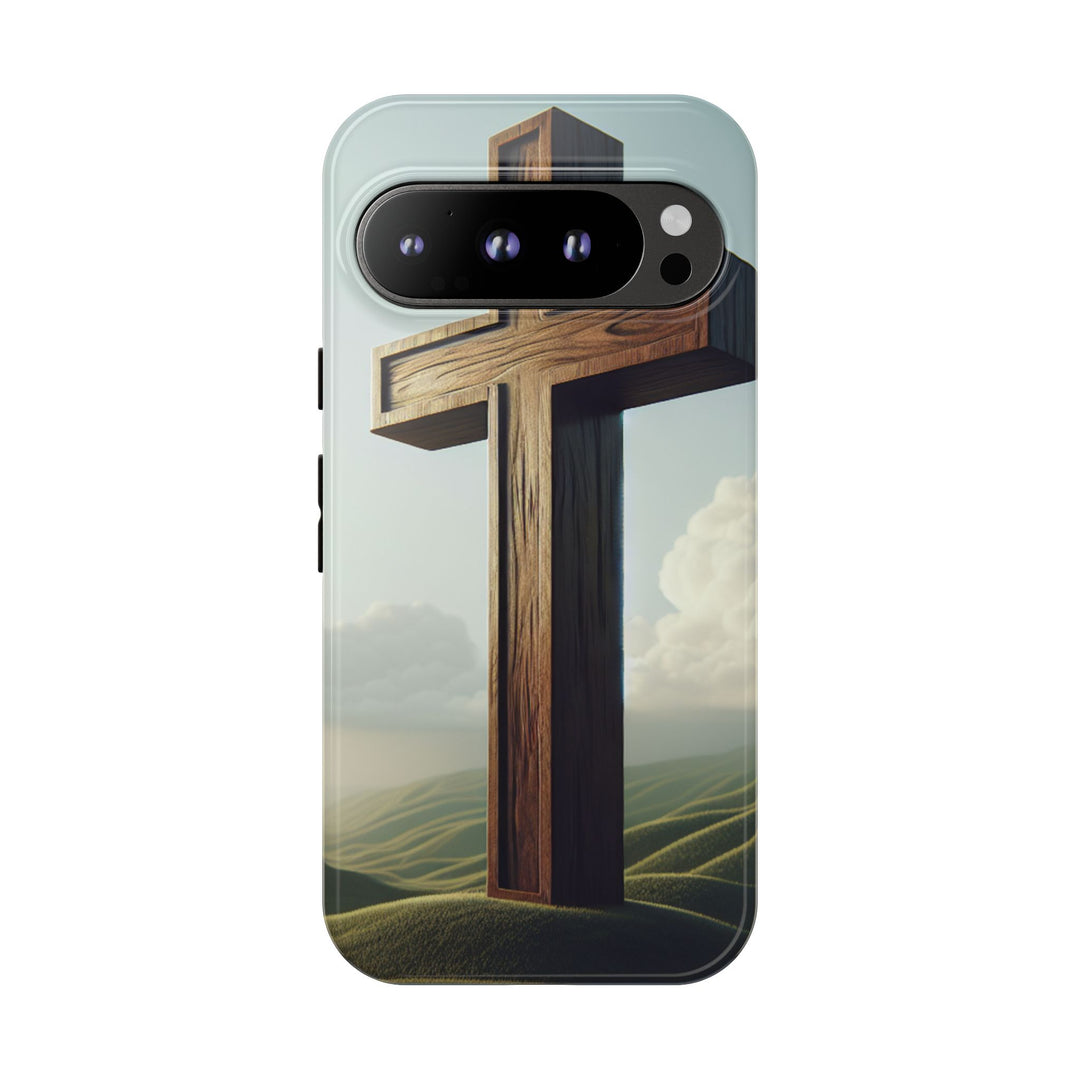 Wooden Cross Phone Case, Inspirational Gift, Christian Decor, Faith-Based Accessory, Unique Tech Gift